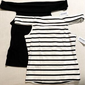 Old Navy Off-the-Shoulder Ribbed Top Lot Of 2